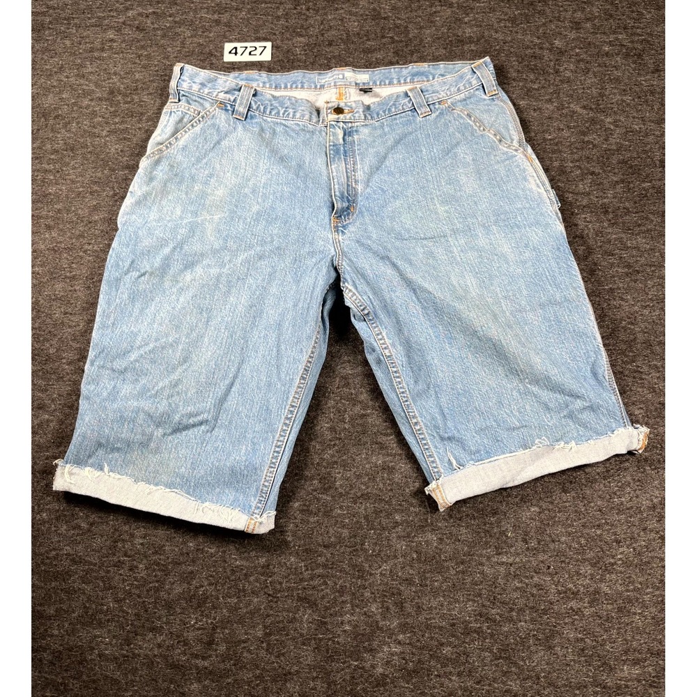 Carhartt Loose Straight Denim Dungaree Shorts Mens 40x32 Blue Denim Cotton